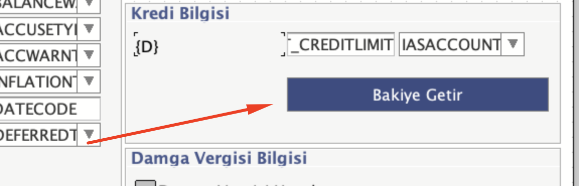 TROIA IDE'de PRTFINT01F002 ve Bakiye Getir düğmesi